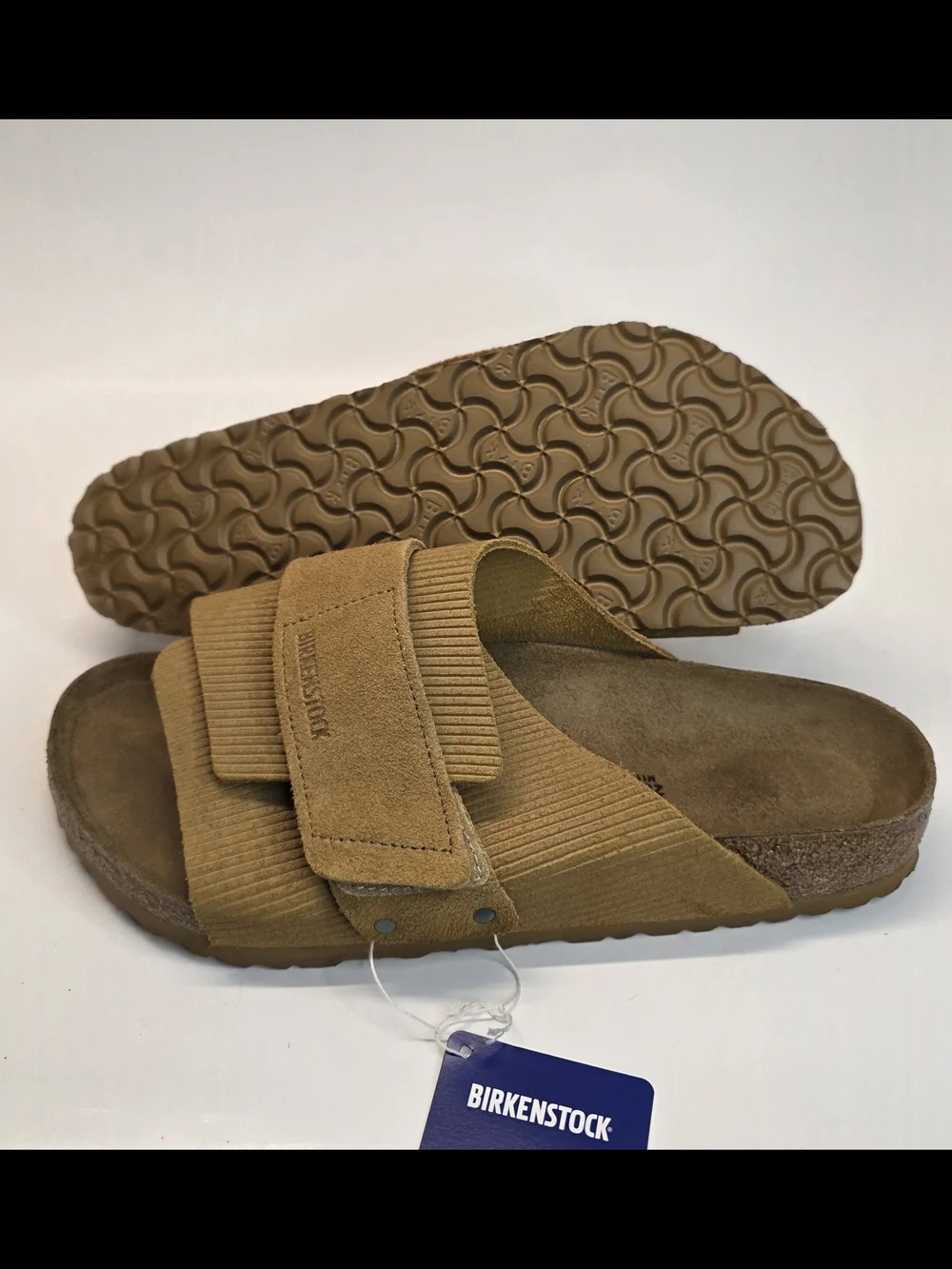 BIRKENSTOCK Kyoto Suede Leather Embossed Corduroy Cork Brown 44 Men's Size 11